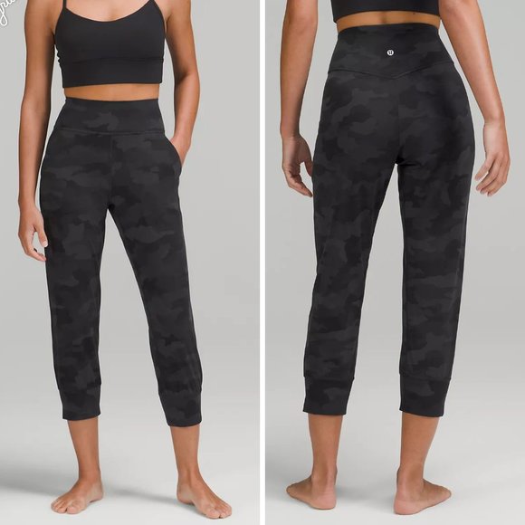 lululemon athletica Pants - Lululemon Align High-Rise Cropped Jogger Size 6 Camo Pattern Black Coal Nulu